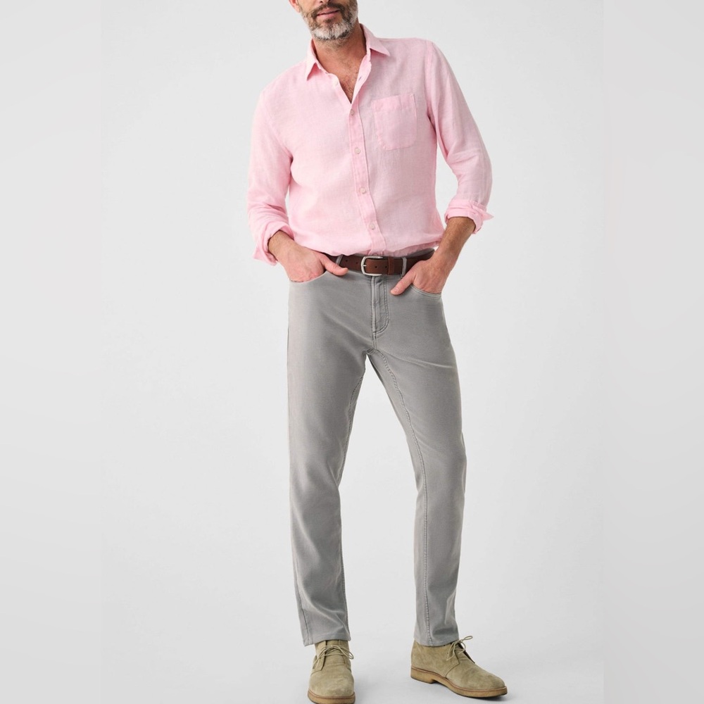 Faherty Men’s Laguna Linen Shirt Southern Shore Pink Size XL